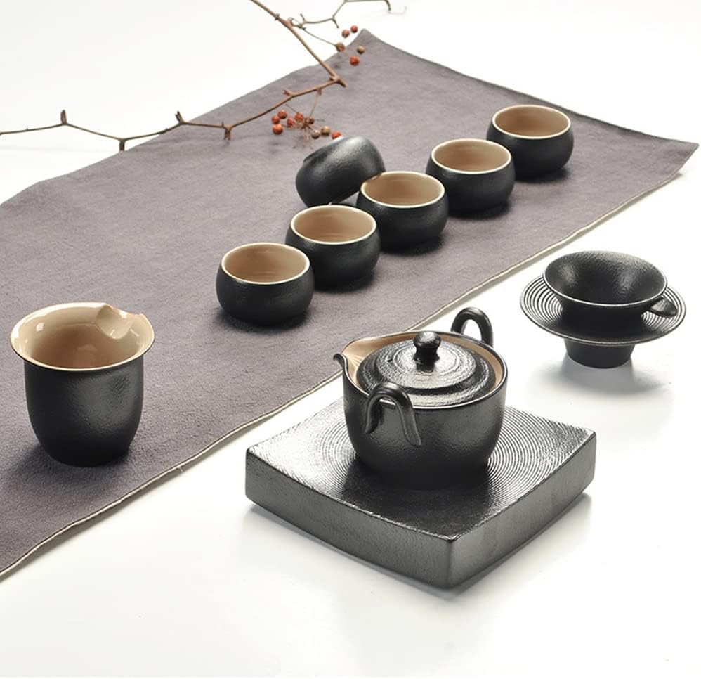 急須 湯呑み 仕かける ティーポット 番茶器10点仕かける 御膳上等インポート品 瀬戸もの 黒陶 茶器仕かける 日本茶 中国茶 茶器揃 陶磁茶具仕かける 茶器 茶皿 茶器かわき切る紅茶御盆 持て成し 旅する お出かけ用 ( キッチン用品・食器・調理器具-中国茶器