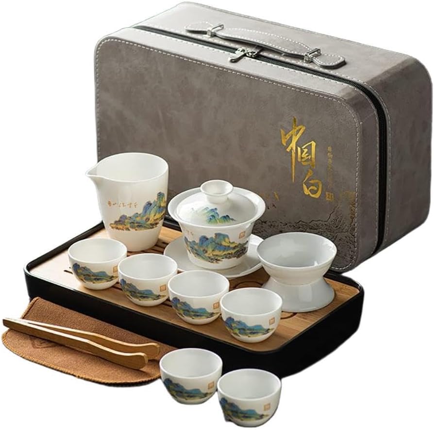 瀬戸もの製ティーセット 番茶器仕かける 急須 湯呑み仕かける 茶器揃 陶磁茶具仕かける 茶器 茶皿 旅するティーセット 中国茶仕かける ティーセット 持っていく用ティーセット (G) キッチン用品・食器・調理器具-茶道具・湯呑・急須-コーヒー・お茶用品