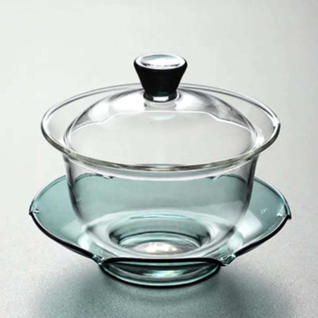 蓋碗 茶杯 茶どんぶり鉢 三才懐蓋碗 200ml エメラルド瑠璃 蓋と受け皿付き添い人 手書き 茶碗 蓋付き添い人 耐? 透過率性 湯呑み カンフーティー 中国の茶道具 泡茶杯盖碗 茶器 身寄り用 お客さん用 功夫茶具 ( 中国茶器-茶道具・湯呑・急須