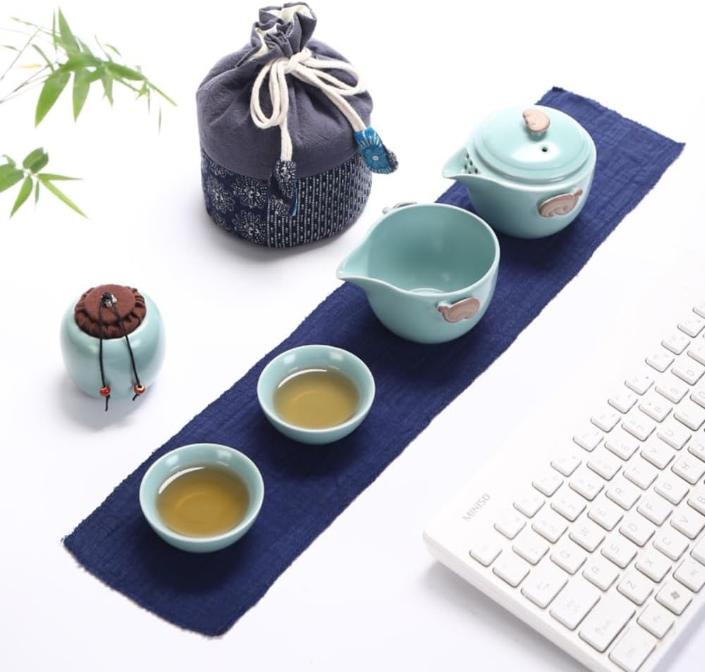 茶具茶盤 茶器セット中国茶器セット創作茶器 茶具ティーポットティーポット 耐熱ガラス陶器海外旅行 便利グッズ 携帯急須茶器通勤 旅行 登山 (トラベルバッグ A)｜Libre777