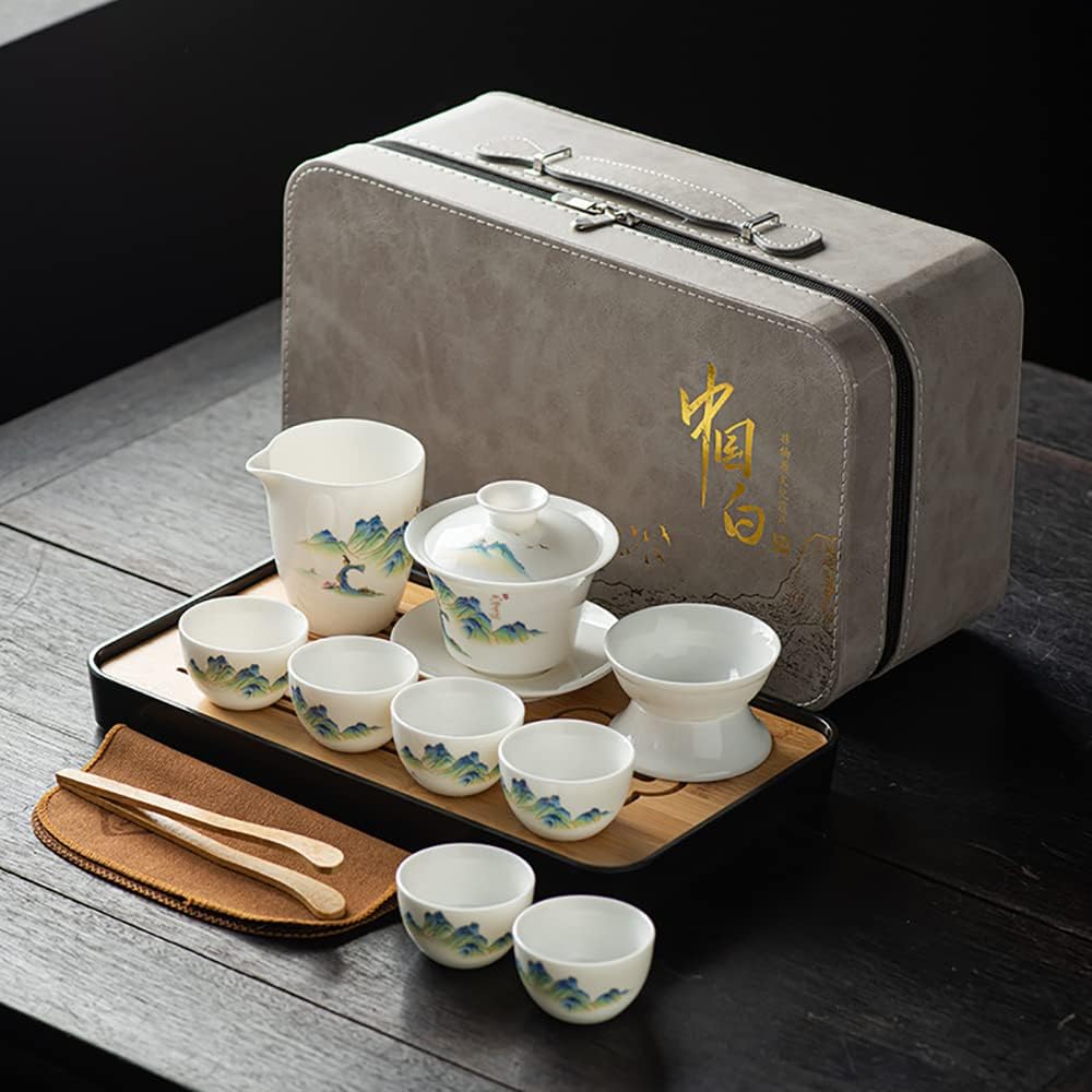 瀬戸もの製ティーセット 番茶器仕かける 急須 湯呑み仕かける 茶器揃 陶磁茶具仕かける 茶器 茶皿 旅するティーセット 中国茶仕かける ティーセット キッチン用品・食器・調理器具-中国茶器