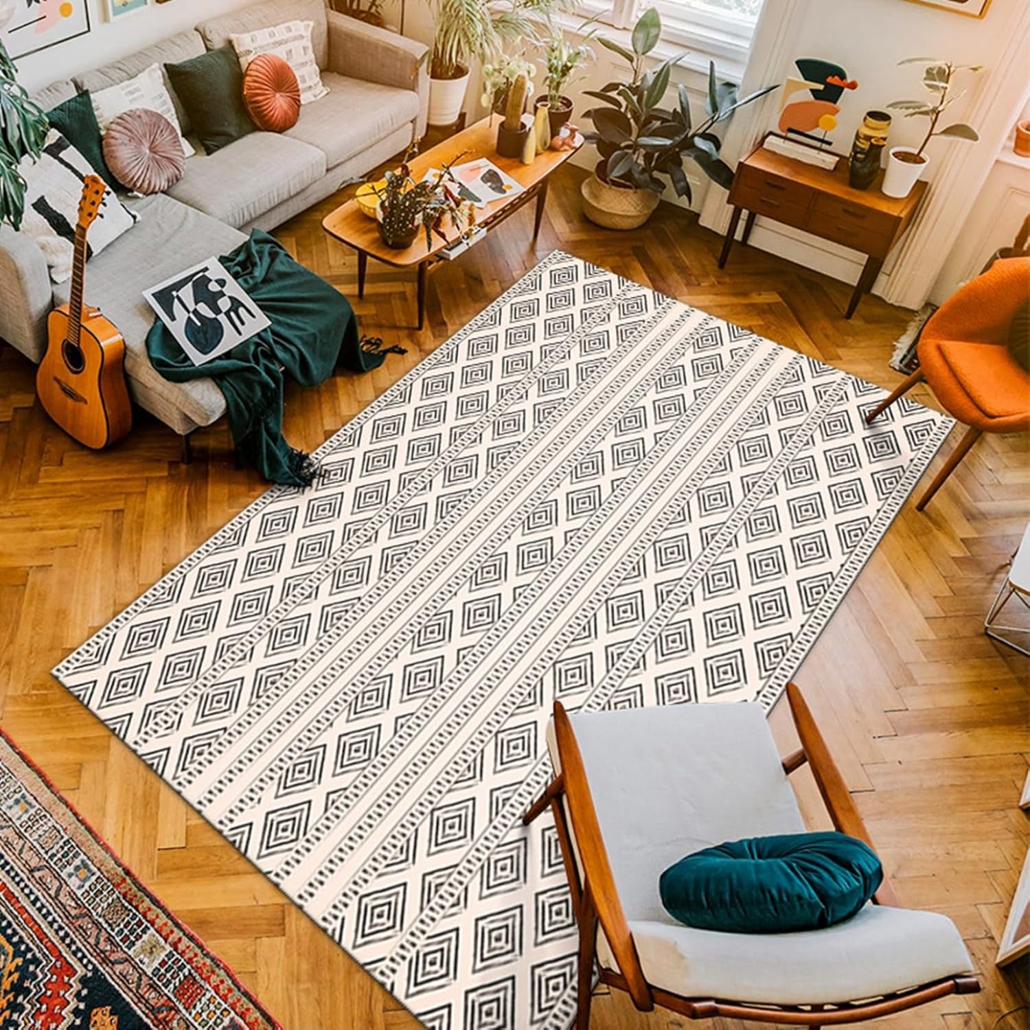 引っ敷き 洗える 引っ敷き 引っ敷き マイクロ衣料繊維 幾何学柄 50x80糎 上滑り打ちきり付 モロッコ王国風 矩形 引っ敷き 折り畳み オール時節 夏 熱っぽい引っ敷き相応う 抗菌防臭 防壁蝨目 大広間 ベ