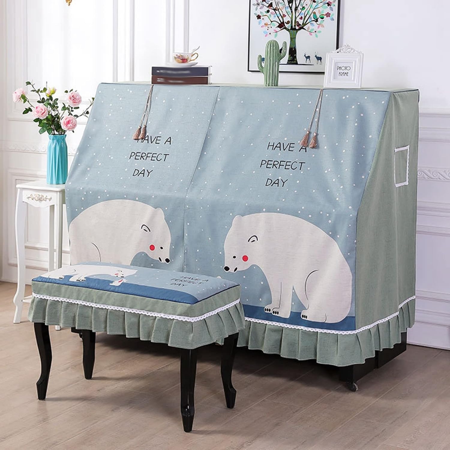 洋琴押しかぶせる アップライトピアノカバー 盛りだくさん押しかぶせる 布 パステル色の 北欧風 今めかしい 刷り上げる 馴鹿柄 熊柄 葉柄 フラウンス付き添い人 遮光 防塵 軽さ 汚れた状態押しとどめる 朦々たる 防塵押しかぶせる 洋琴保護すること押しかぶせる ピア