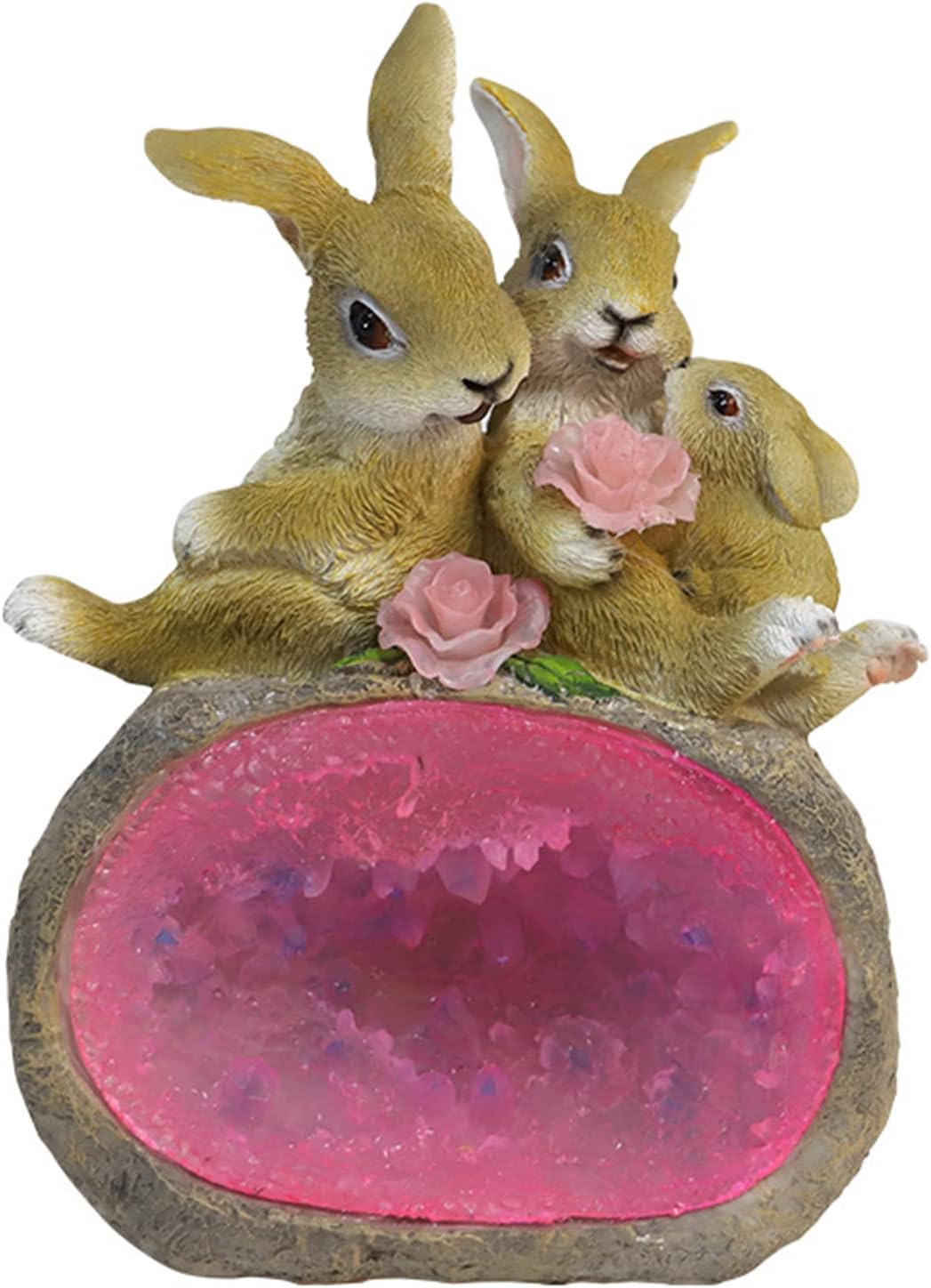 ソーラー動物ライト、ソーラーライト装飾付きガーデンウサギ像、防水装飾品、庭の芝生パティオの通路用LEDナイトライト装飾
