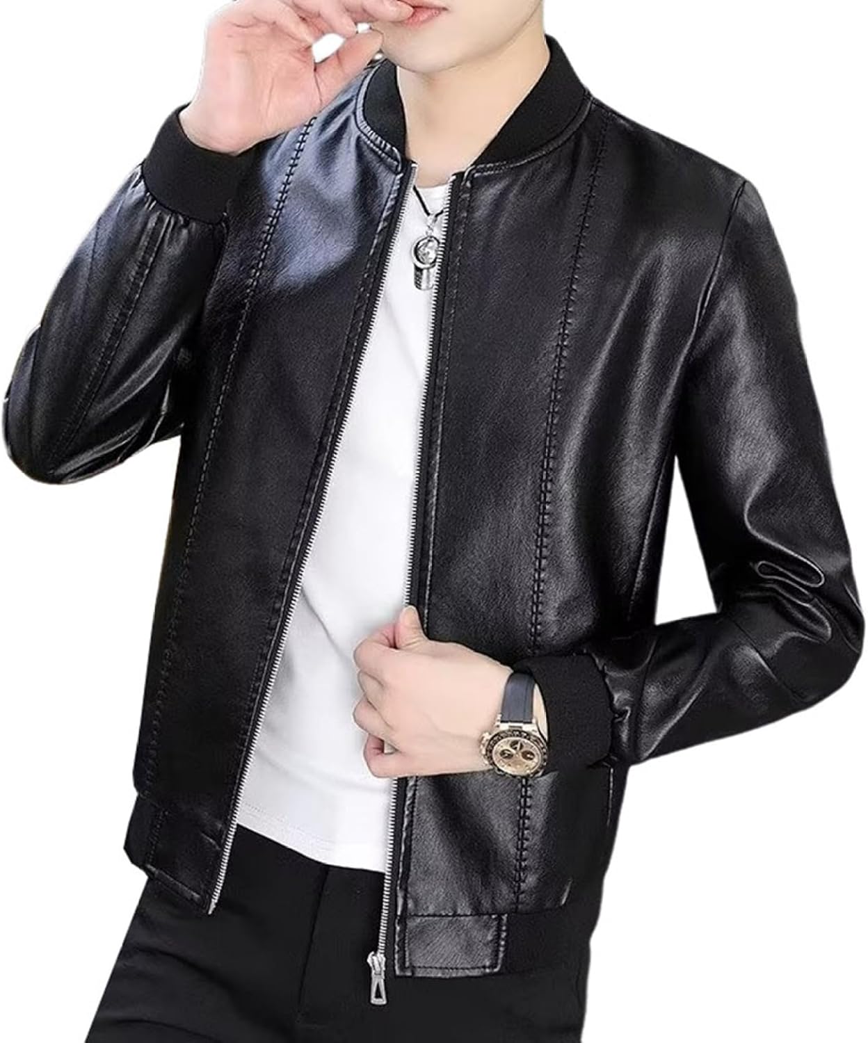 ライダース 革ジャン メンズ PUレザー 立ち襟 シングル 大きいサイズ 修身 シンプル ショート丈 かっこいい レザージャケット ブルゾン 春秋 防風 防寒 保温 撥水 カジュアル ビジネス 通勤｜Libre777 8,497円