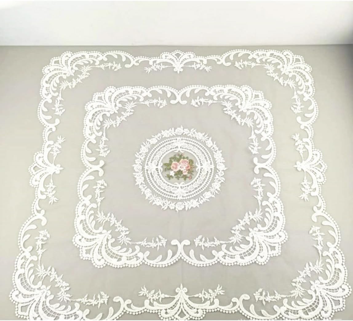 刺繍 かわいい ヨーロピアン レース テーブルセンター 60*60cm テーブルランナー ビーズ刺繍 テーブルランナー テーブルクロス レース 正方形 カラー1 北欧 テーブルセンター 快適な家ヨーロ