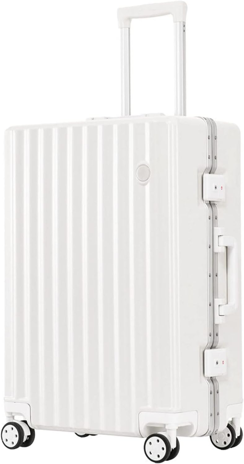 スーツケース キャリーケース 45L キャリーバッグ TSAローク搭載 アルミフレーム 超軽量 大型 人気 耐衝撃 静音 ダブルキャスター 360度回転 ビジネス 出張 旅行 ホワイト Mサイズ（3-｜Libre777