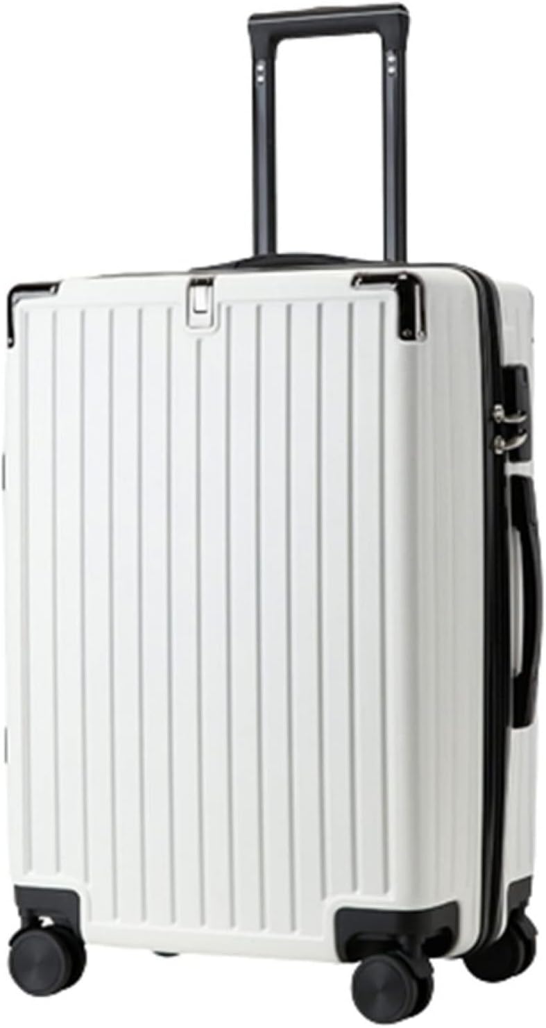 スーツケース キャリーケース 60L キャリーバッグ ファスナー式 超軽量 大型 耐衝撃 静音 ダブルキャスター 360度回転 おしゃれ ビジネス 旅行 出張 入院 ホワイト Lサイズ（6-8泊）｜Libre777