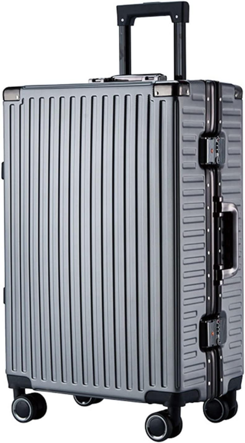 スーツケース キャリーケース 50L キャリーバッグ TSAロック搭載 アルミフレーム 超軽量 大型 耐衝撃 静音 ダブルキャスター 360度回転 おしゃれ ビジネス 旅行出張 グレー Mサイズ（3-｜Libre777