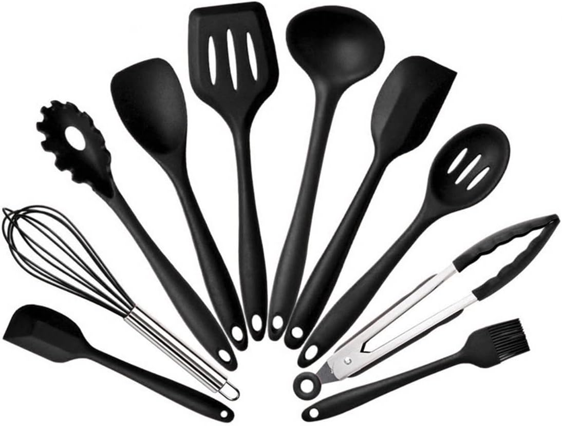 キッチンツールセット 10点セット シリコン 調理器具 耐熱シリコン製菓器具 調理器具 フライ返し おたま トング ヘラ トング 泡立て器 ブラシ スパチュラ パスタサーバー 清潔で便利です 収納便利｜Libre777