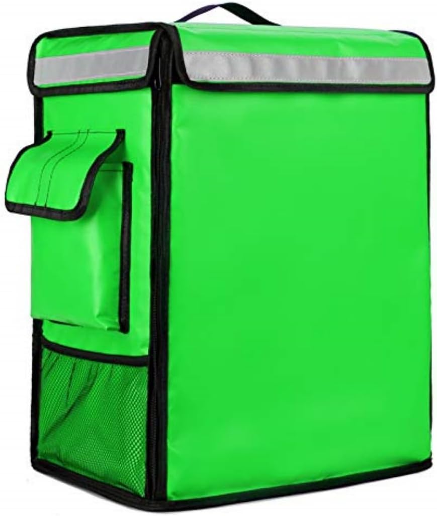 デリバリーバッグ 42L 宅配用 リュック バッグ 大容量 配達 保冷 保温 防水 エコバッグ 商用グレードの耐久性 食品配達バッグ 出前専用 ピザ ポーチ お寿司 下見板張り 防水 (グリーン 42