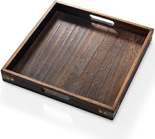 トレー32cm×32cm木製トレイ お盆 ティー カフェキッチン用品 小物置き 定食盆 収納 お膳 ランチョン