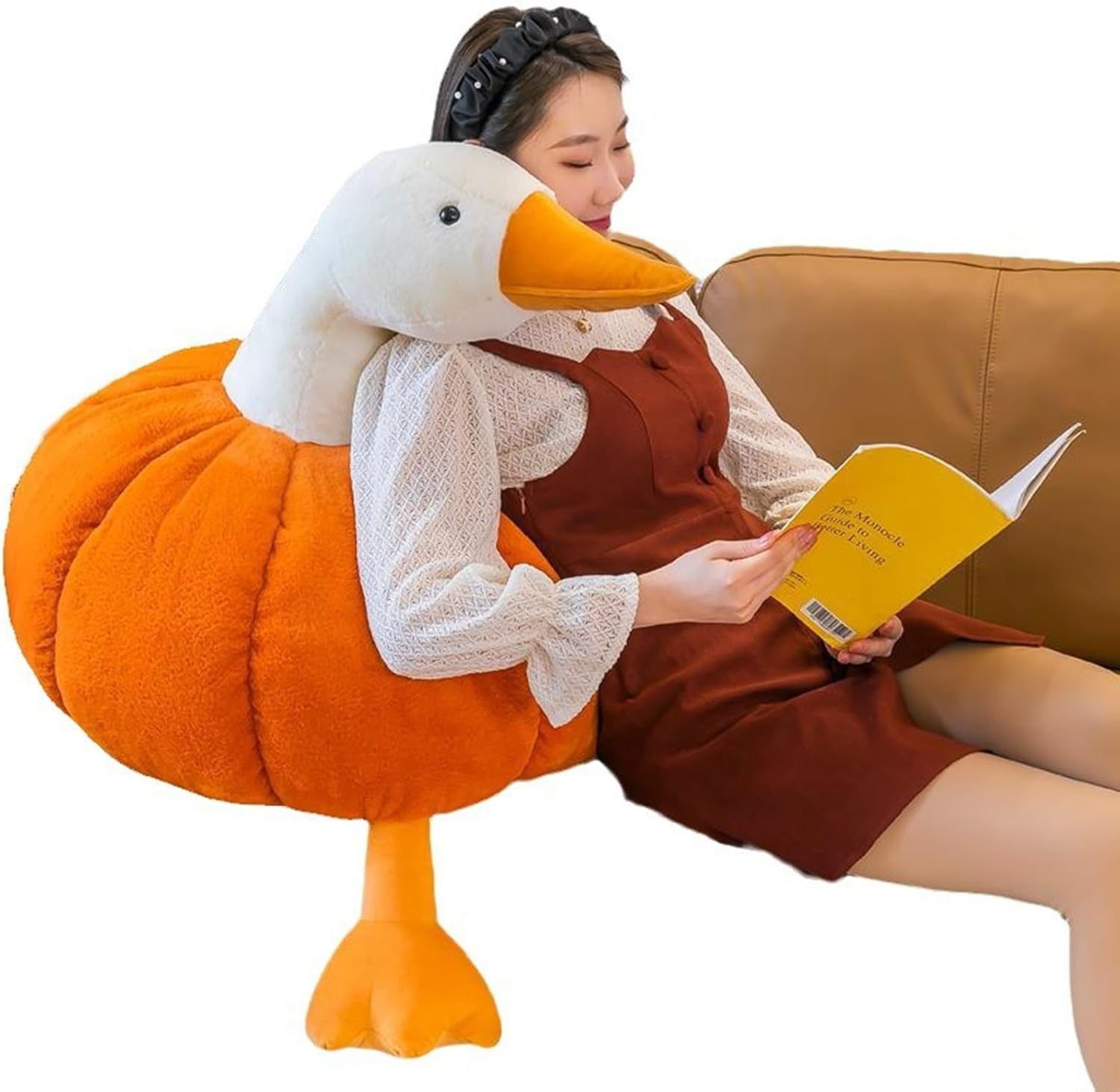 ぬいぐるみ 縫いぐるみ 抱き枕 おもちゃ 萌え萌え 癒し系 フワフワ 寝枕 可愛い カボチャのガチョウ ソフト コンフォート 彼女 彼氏 お祝い 誕生日 クリスマス プレゼント ガチョウ 75cm