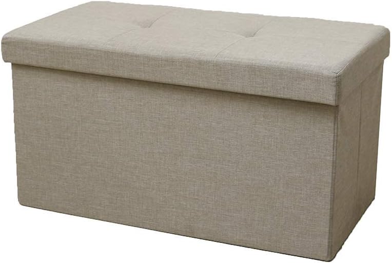 収納スツール オットマン 折りたたみ式 耐荷重150kg 70x38x38cm 二人掛け 収納ベンチ 綿麻製 収納ボックス ストレージチェア 101L 収納 スペース活用 6cmクッションベンチ ベー