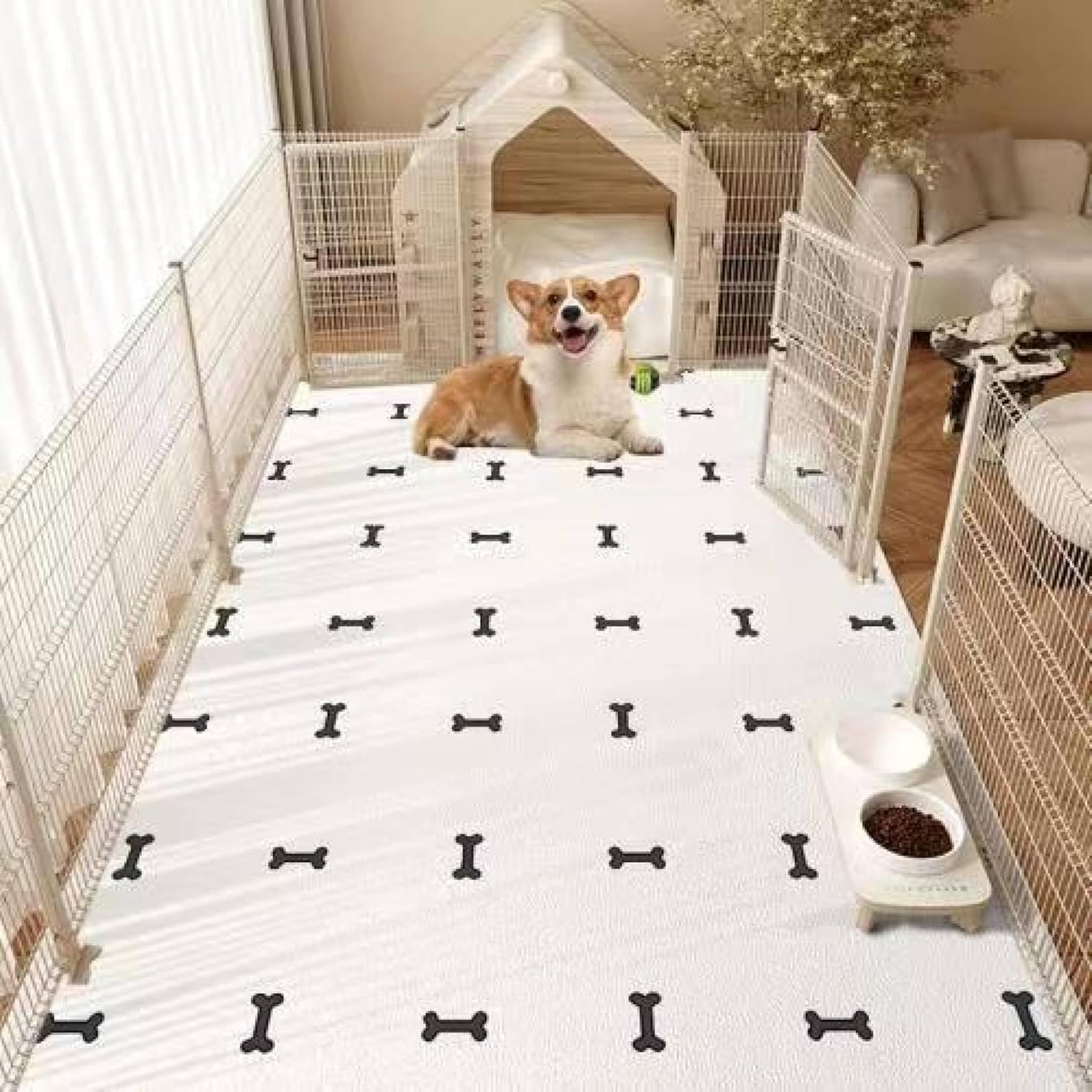ペット用トイレ下敷きマット フローリングカーペット 犬 猫 洗える ペットマット 下敷き 漏れ防止 防水 床の傷対策 脱臭 噛み耐性 ペットフェンス・サークル・ケージ用 フリーカット HC-柄c 50