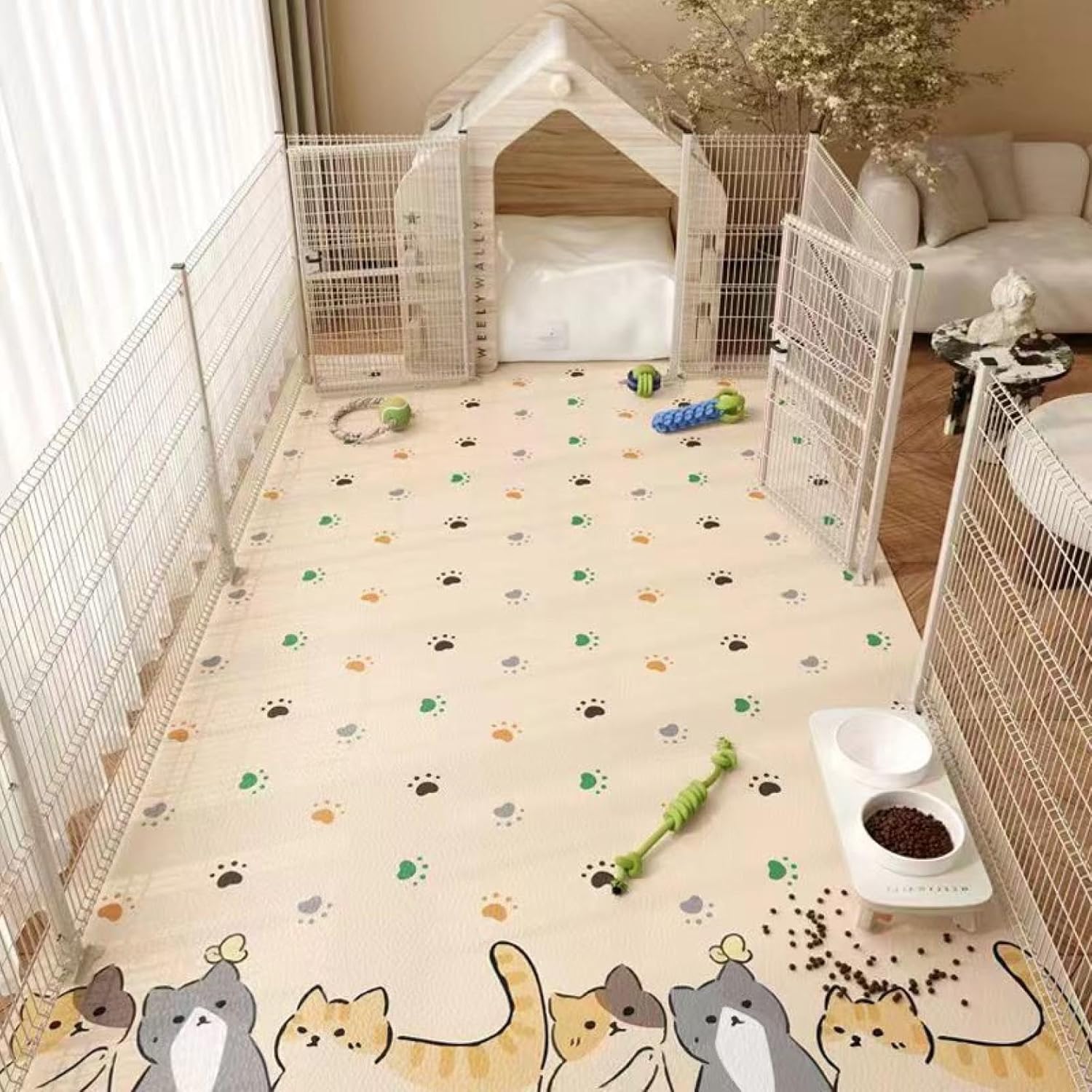 ペットマット PVC ペット用ベッドマット トイレ下敷きマット フローリングカーペット 防水マット 床暖房対応 滑らない 怪我防止 大判 老犬 シニア 介護 洗える 小型 中型 大型犬 可愛い HC-