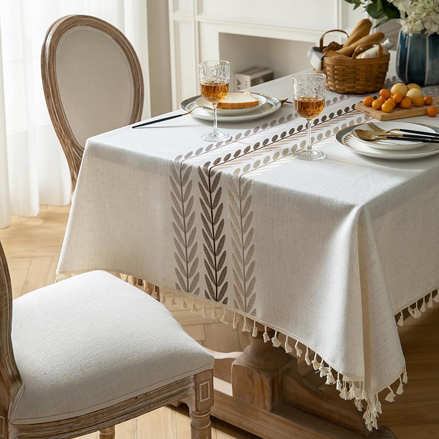 速見表掛け テーブルクロス 撥水 雨合羽 Table Cloth 速見表押しかぶせる 洗える かっこ良い 汚れにくい 北欧 長机 色合い3 矩形 まっ四角 タッセル 机 葉柄 防油 はっ水 140*180c テーブルクロス-配膳用品・キッチンファブリック
