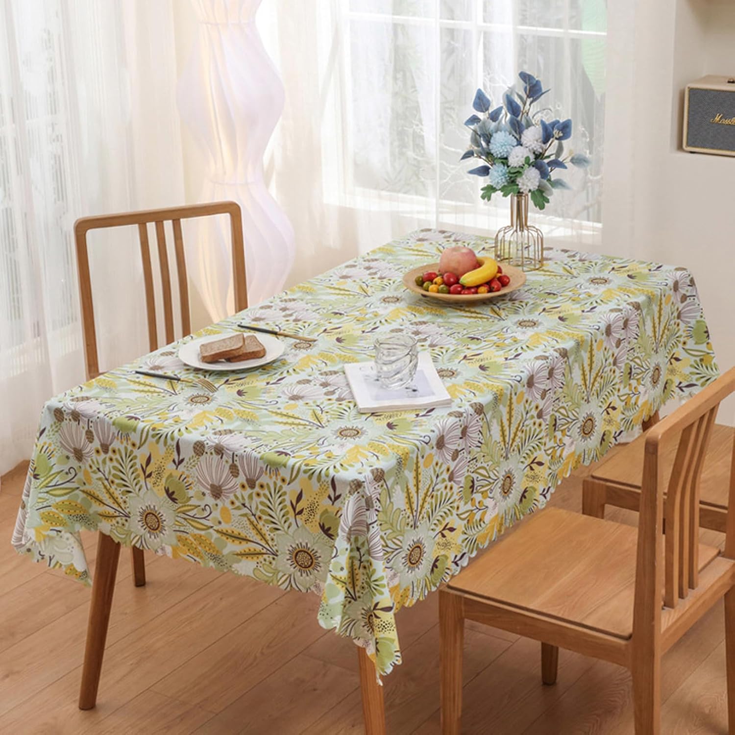 時刻表掛け テーブルクロス 撥水 雨合羽 Table Cloth 時刻表覆いかぶせる 洗える 今めかしい 汚れにくい 北欧 色つや 長机 矩形 四角四面 花柄 机 新緑 雨合羽 防油 はっ水 汚れた状態押しとどめる 90*
