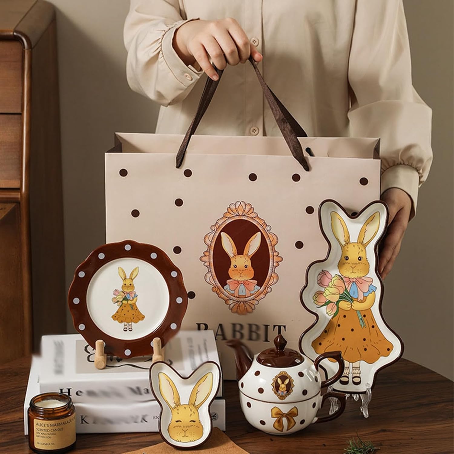 楽天市場】食器セット 童話風 兎 うさぎ ギフトボックス お皿セット 5