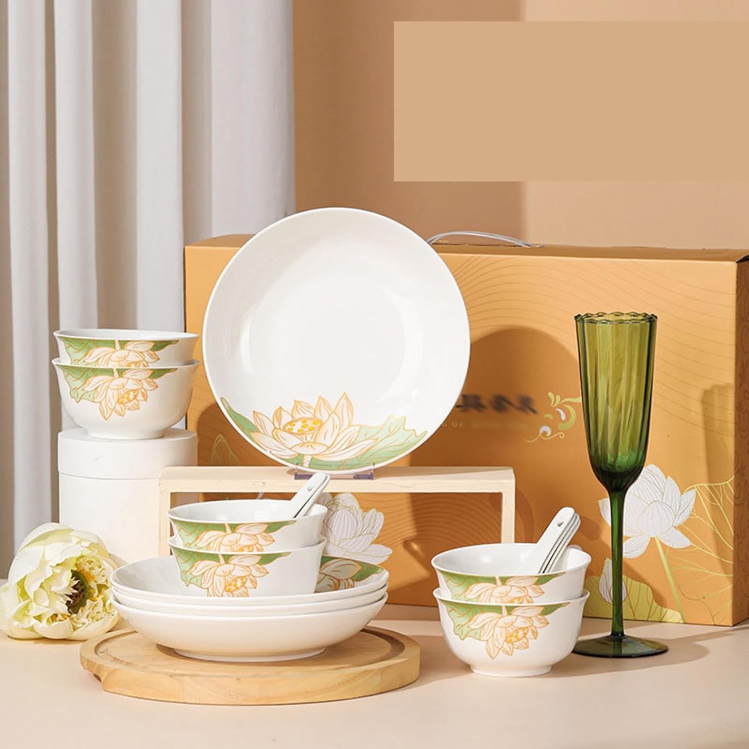 蓮の花 食器セット 碗皿セット 9点セット 22点セット 蓮柄 白磁器 白い磁器 電子レンジ 食洗機対応 汁椀 お茶碗 ボウル 結婚祝い ペア飯碗 ご飯茶碗 陶器 器 うつわ 飯茶碗 どんぶり 丼ぶり