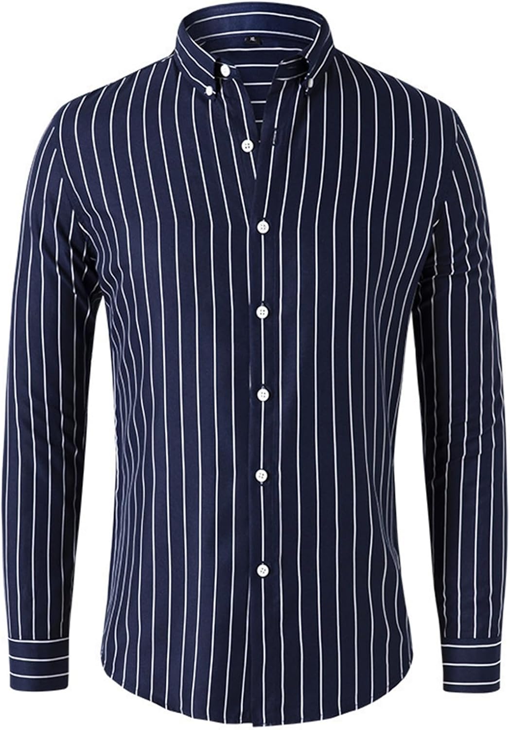 長袖シャツ メンズ 大きいサイズ ワイシャツ 縞柄 ビジネス スリム M~5XL 開襟 ボタンダウンシャツ 折り襟 ビジカジ フォーマル 春秋 柔らかい 上着 アウター レギュラー 通勤 インナー