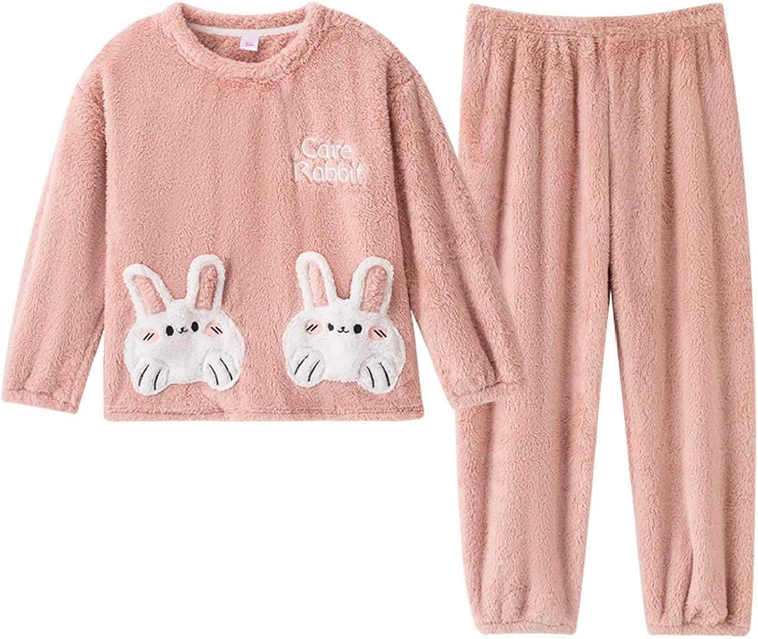 ルームウェア 冬用 パジャマ レディース 長袖 ロングパンツ 上下セット フランネル もこもこ 可愛い キャラクター 家着 寝間着 厚手 保温 あったか 2点セット 大きいサイズ お出掛け オシャレ