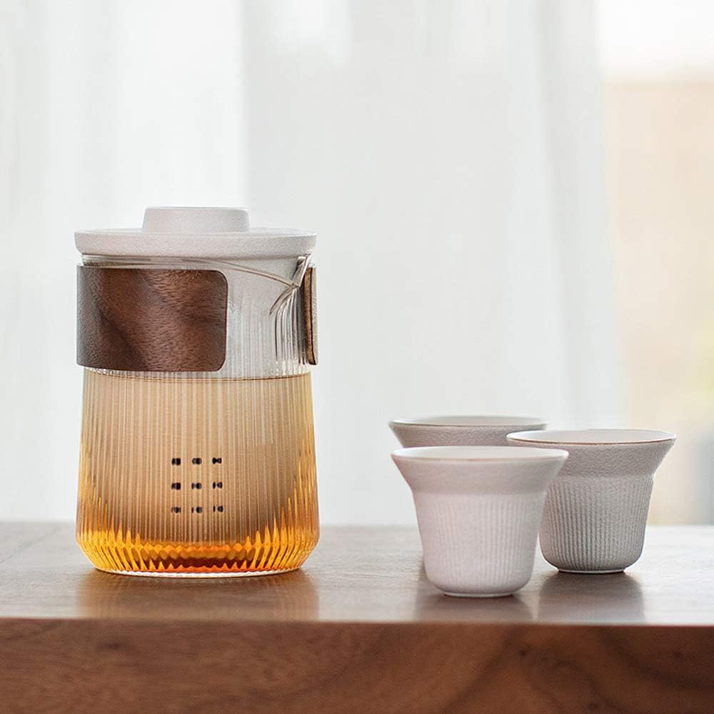 茶器セット 旅行ティーセット 携帯用 旅行 収納バッグ付き 陶器 急須 湯呑みセット 中国茶器セット 和風 コンパクト 軽量 上品 おしゃれ (白)|Libre777
