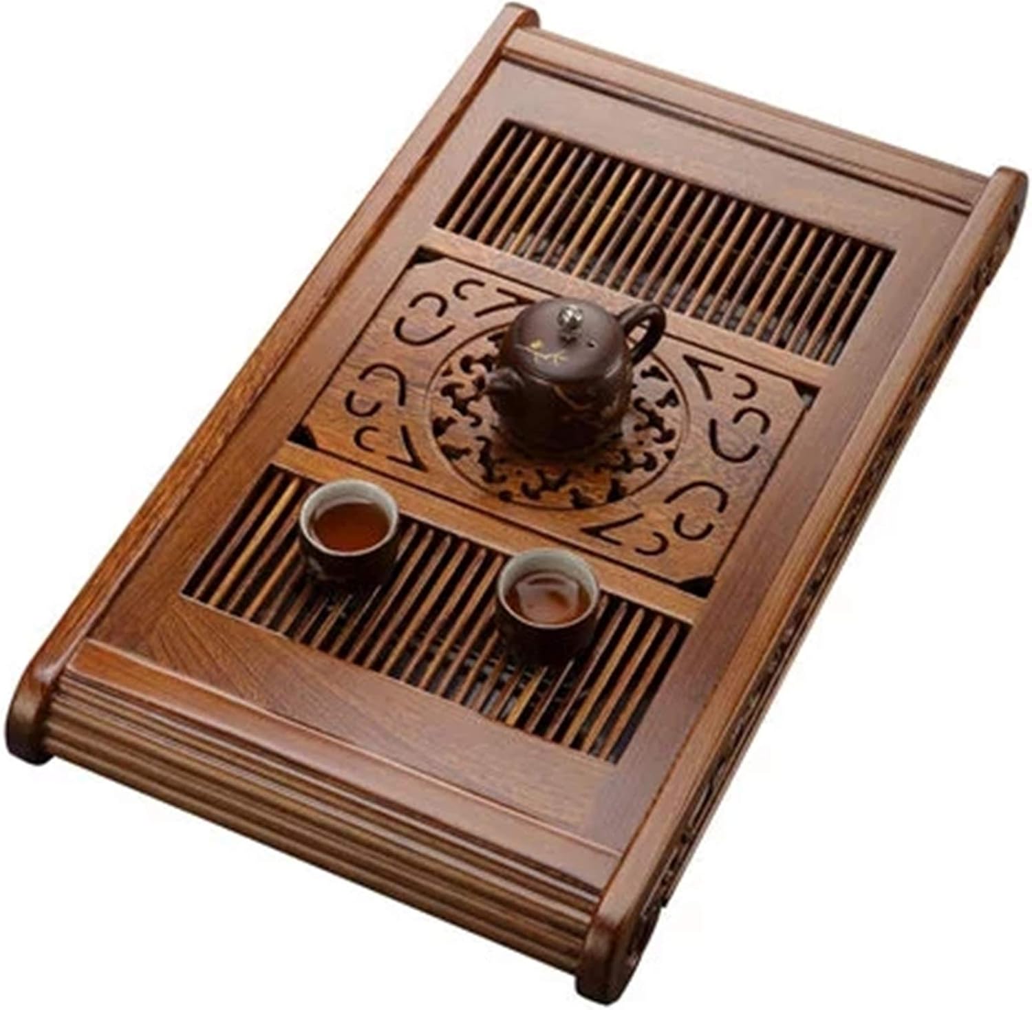 茶盤 中国茶器 茶台 Wood Home さくら色材木 紅茶速見表 分かりやすいな矩形御盆 お客さん用 取りあつめる 持っている(Wenge wood) コーヒー・お茶用品-キッチン用品・食器・調理器具
