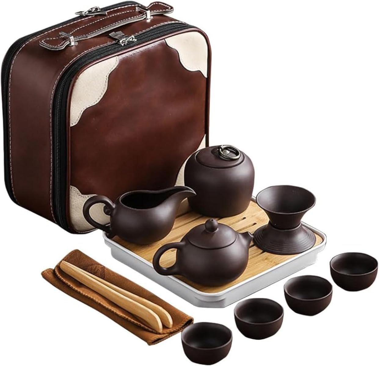 ティーセット 急須 茶器セット 湯呑みセット 陶器 ティーポットティーカップ 中国茶セット 茶器揃 収納バッグ付き 茶こし 旅行 お出かけ用 旅行ティーセットーカップシンプルな和風 お茶道具 和風急須｜Libre777