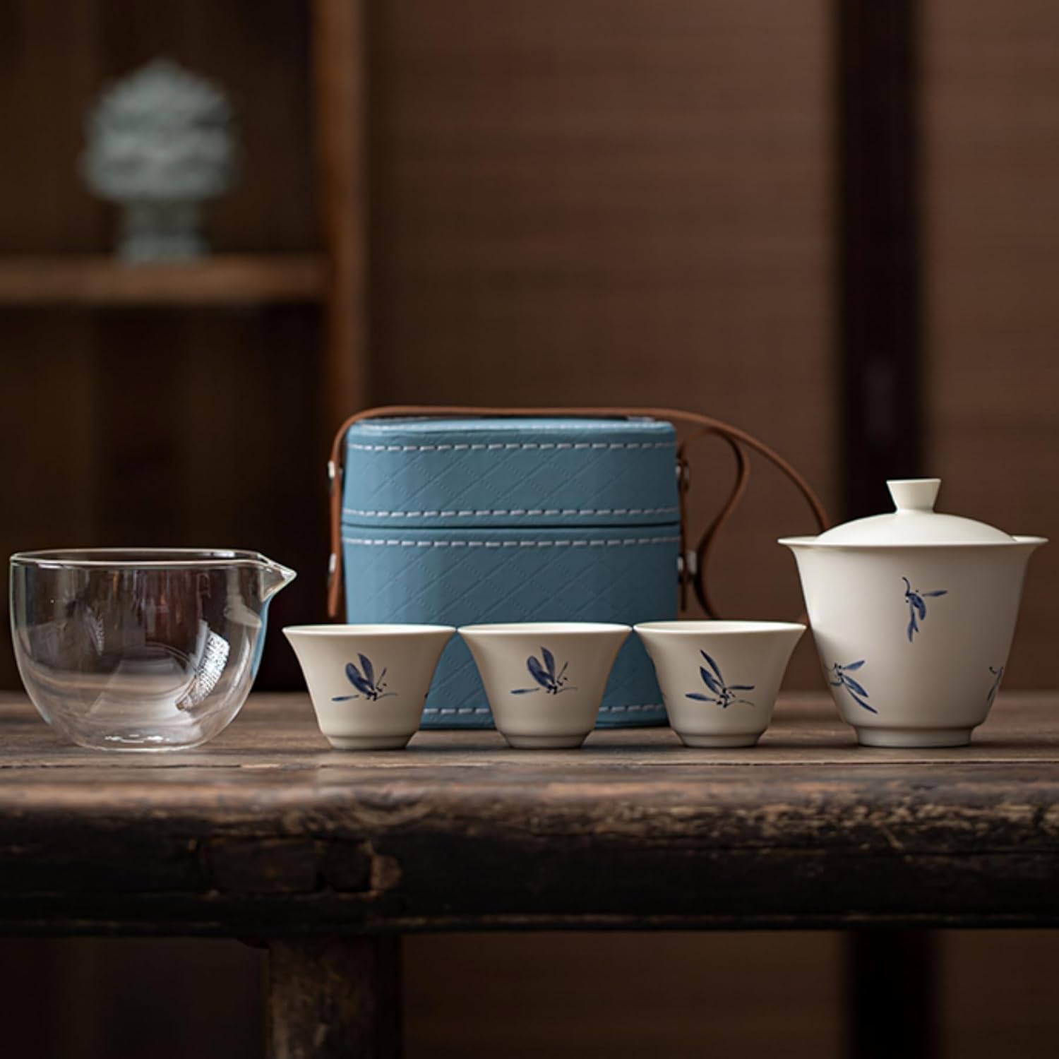 ティーセット 茶器セット 花柄 急須 湯呑みセット 蓋碗 茶海 収納バッグ付 携帯型 工夫茶器 煎茶器セット 番茶器セット 茶碗 湯呑み ティーポット 湯飲み茶碗 煎茶道具 茶器揃い 来客用 紅茶 緑｜Libre777