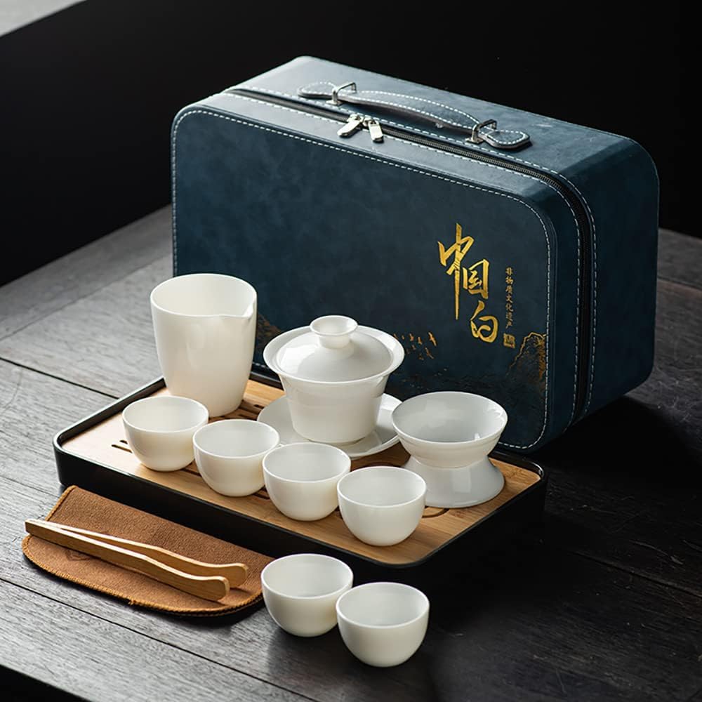 このスタイリッシュで持ち運びに便利な中国茶器セットは陶器製で、旅行、通勤、ハイキング、アウトドア活動に最適です。海外旅行にも便利なアクセサリーです。 (A)|Libre777