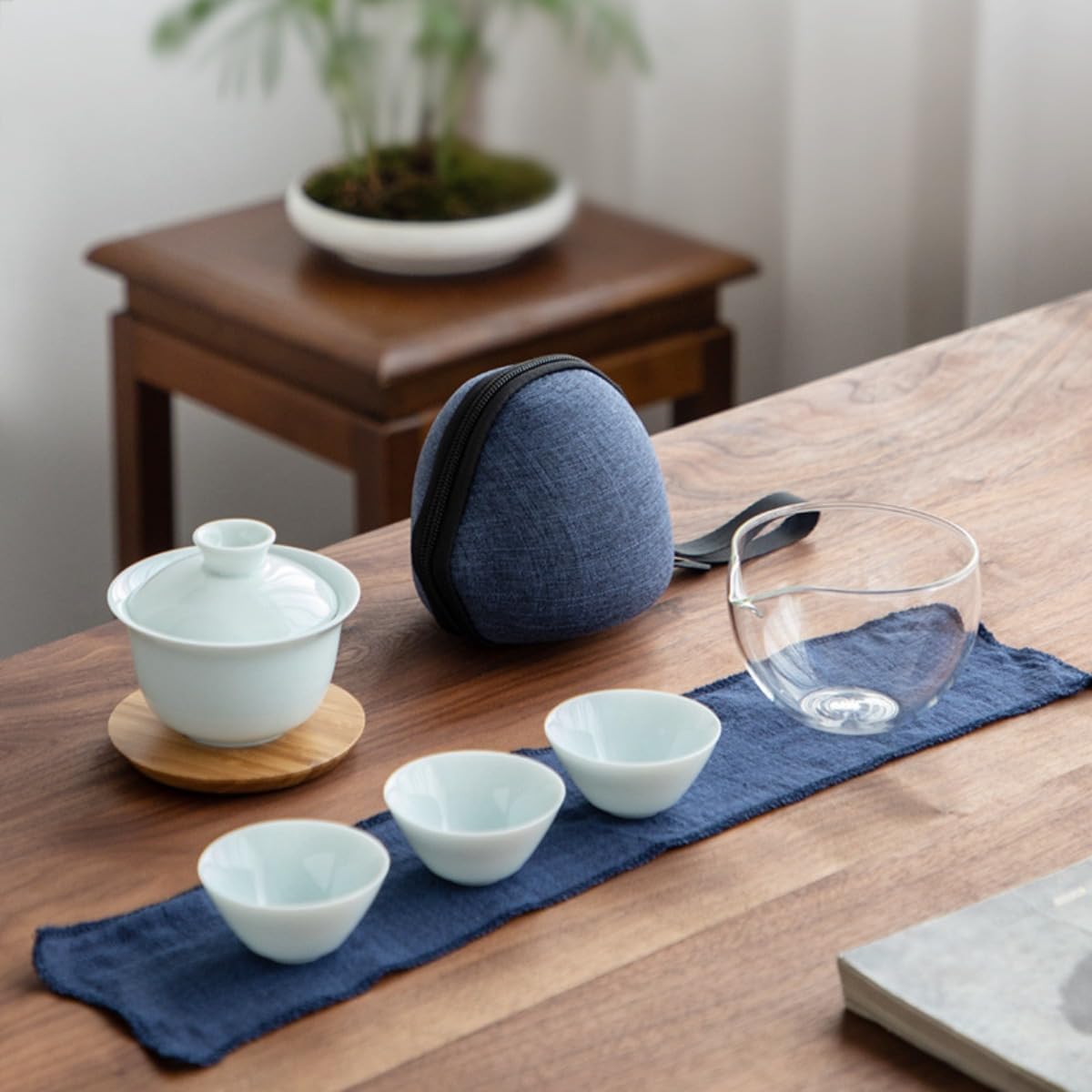 茶器仕かける 急須 ティーポット 仕かける 瑠璃 製ポット 耐熱瑠璃 芸術茶 二分の一紅茶 直火可 胡桃材 木製耐久性手 中国茶器 中国茶 紅茶の葉 フルーツ紅茶 花茶 (のんびり旅する仕かけるです) 中国茶器-キッチン用品・食器・調理器具