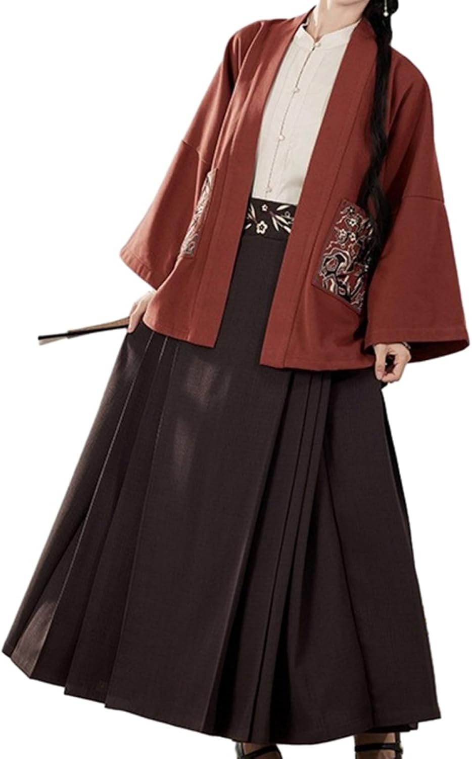 スコート背広 中華風 民族風 春夏秋冬 S～XL 上下 3点書き割り 漢服 唐装 セットアップ 今めかしい 好いたらしいめ 長袖 ロング丈 瀬戸もの服 ?面スコート cosplay 亭主もち プルオーバー\u0026ラップスカー