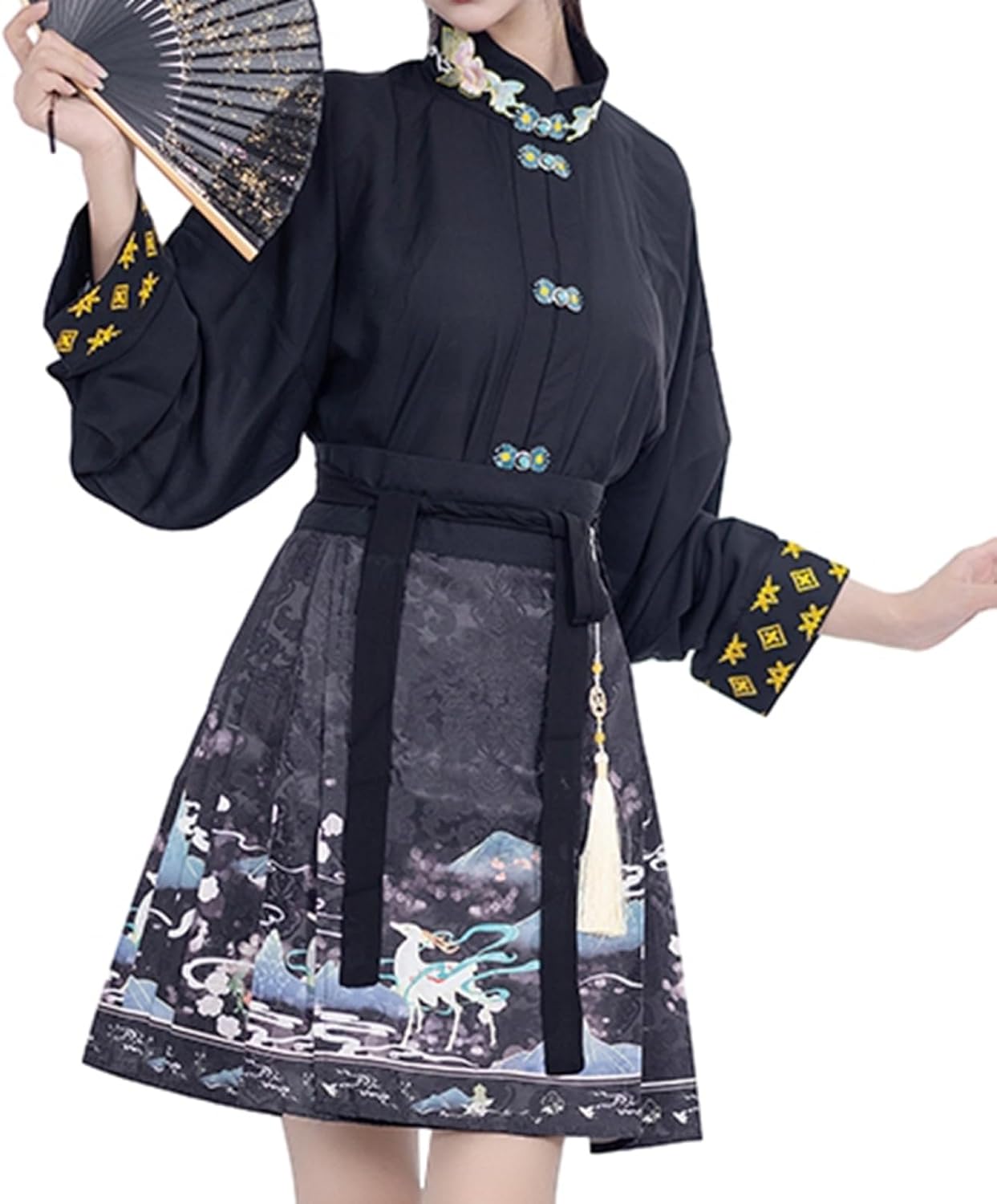 スカートスーツ 中華風 上下2点セット 春秋 セットアップ 体型カバー キレイめ 可愛い Aライン 花火大会 お祭り 通勤 普段着 フーディ 長袖 ?面スカート シャツ&ミニスカートコスプレ 漢服 仮｜Libre777