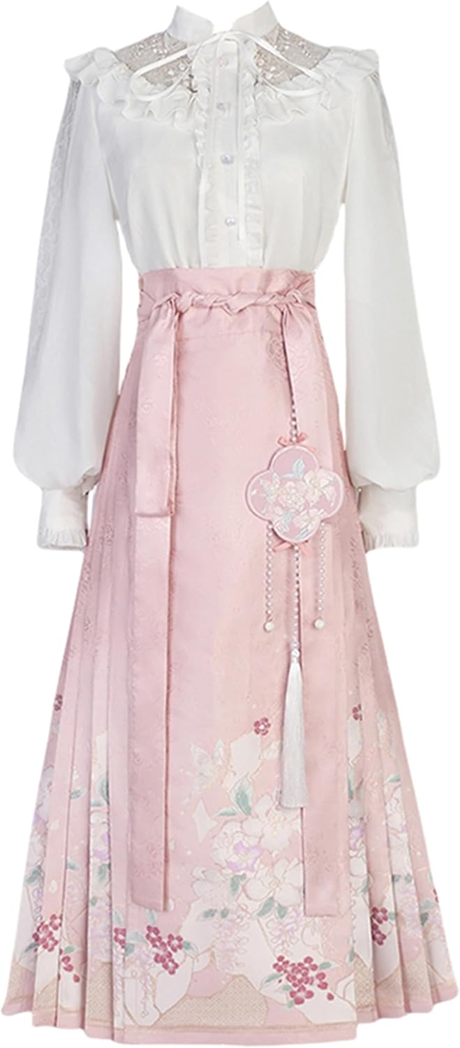 中華風 マミアンスカート 二点書き割り スコート背広 ロンスコート トップ 漢服 スピード競技 透かし彫り 日常 花柄 タッセル 洋風