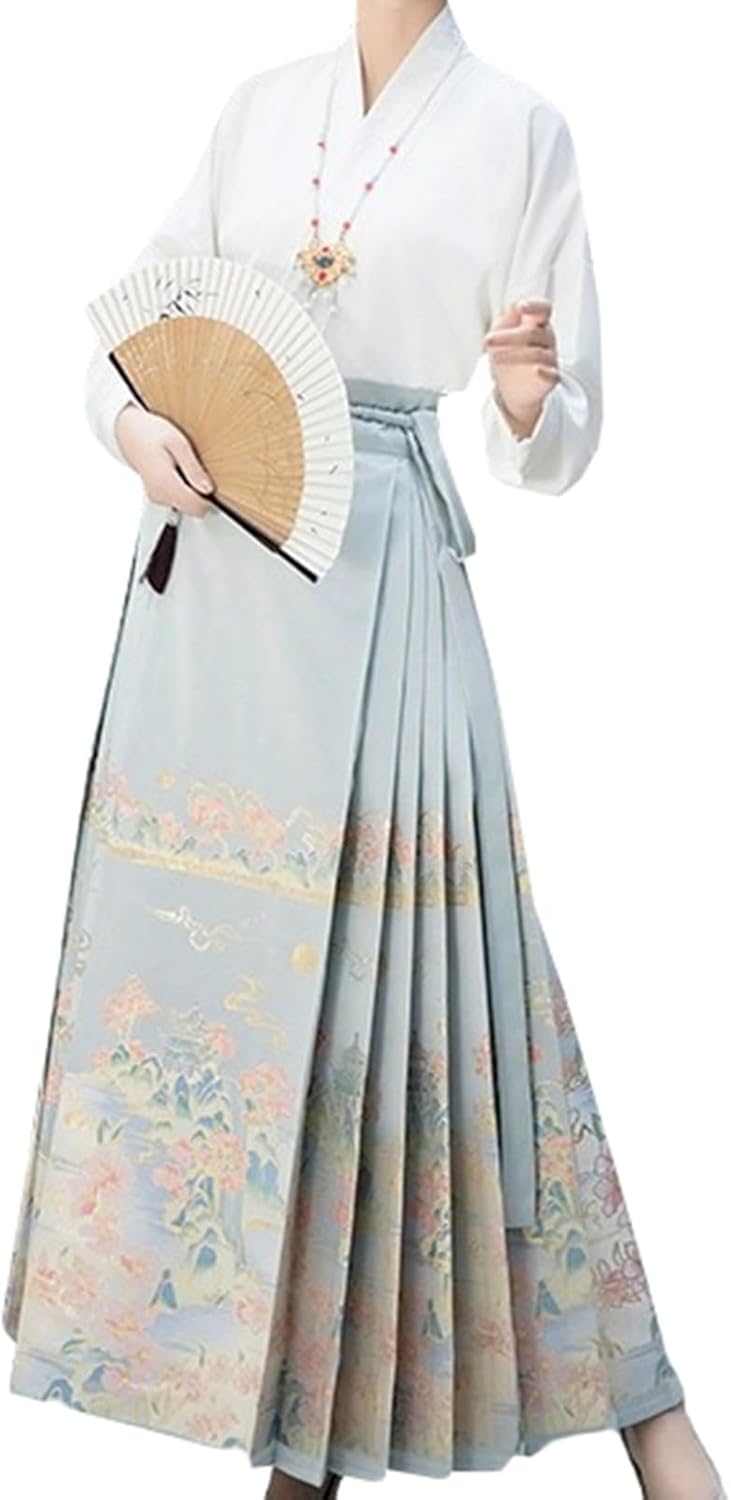 スコート背広 レディース 上下 2点書き割り 中華風 セットアップ 日月 S～L 漢服 民族風 唐装 今めかしい 好いたらしいめ 長袖 ロング丈 瀬戸もの服 ?面スコート cosplay お上さん ティーシャツ\u0026さあ美