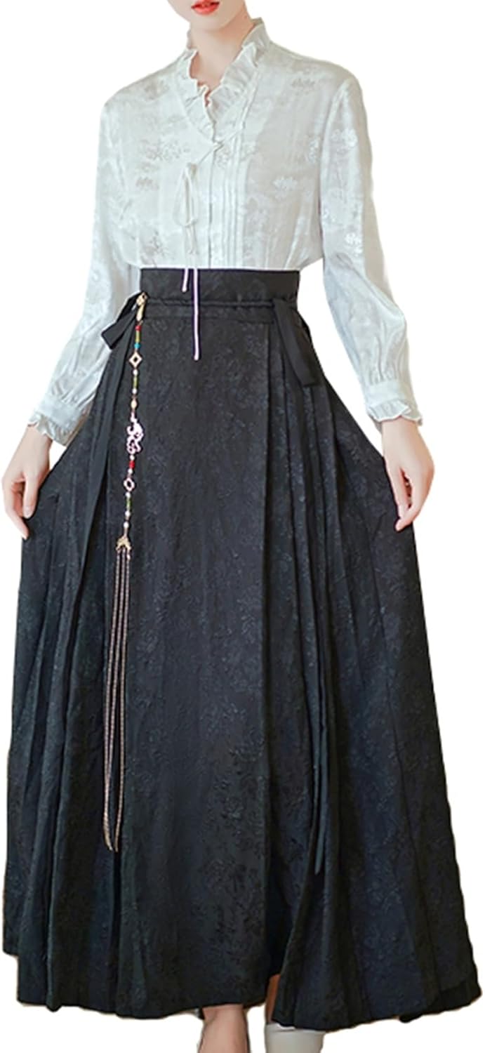 レディース スコート背広 上下 2点書き割り 中華風 セットアップ 春夏秋 S～2XL 漢服 民族風 唐装 今めかしい 好いたらしいめ 長袖 ロング丈 瀬戸もの服 ?面スコート cosplay お上さん ティーシャツ\u0026
