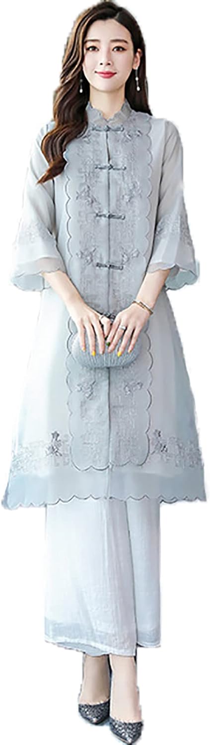 シフォンチャイナドレストップス ズボン下背広お上さんの寄り合いの御芽出度の御客さんの目的の本格的なヴィンテージ中国風雅びやかな春の唐の背広