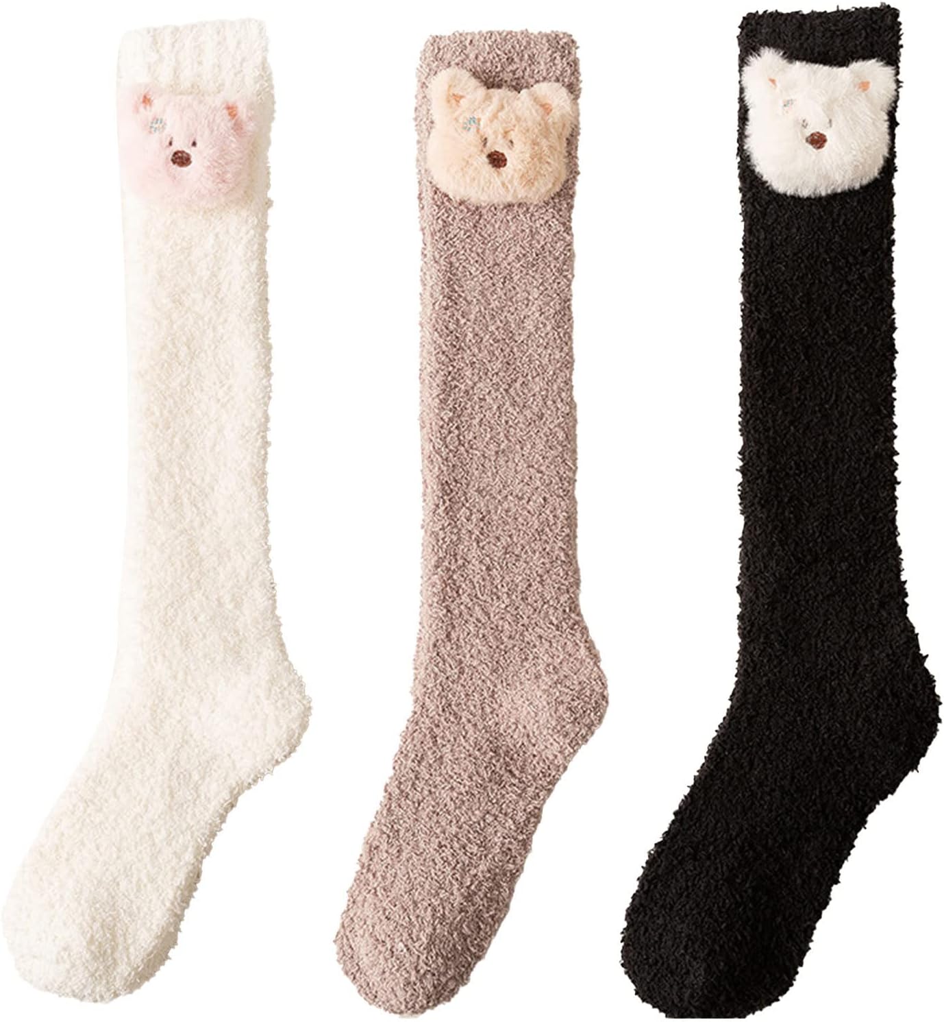 靴下 レディース あったかい ハイソックス かわいい ルームソックス 3足セット 綿の厚いモデル