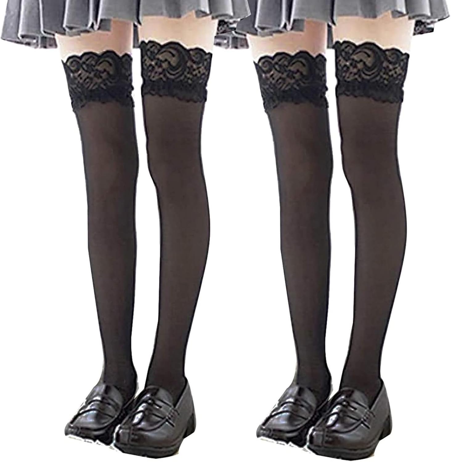 ニーハイソックス レース付きニーハイ ハイソックス レディース 可愛い や制服用 オーバーニーソックス 通学 ひざ下 靴下 美脚ソックス 靴下