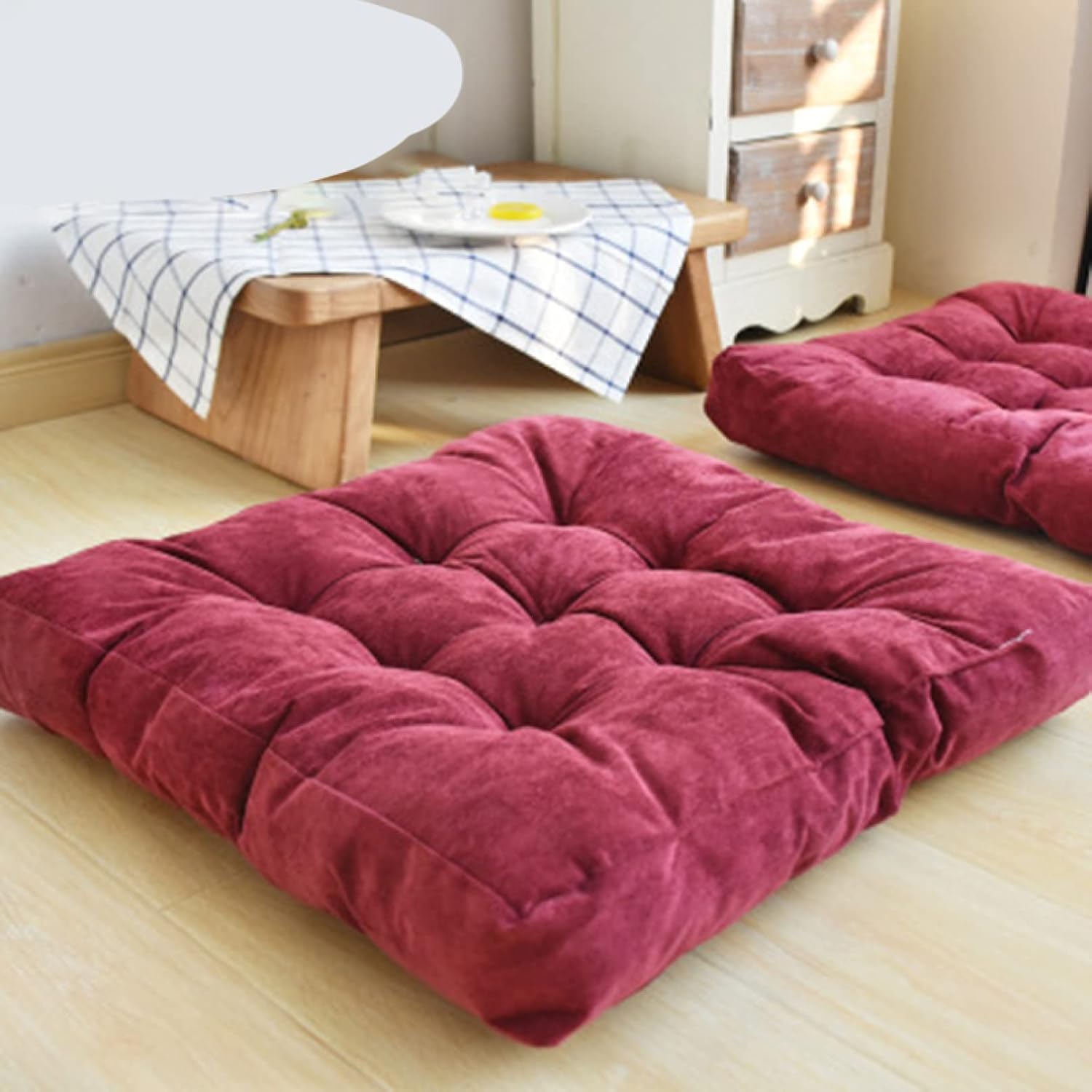 大判 座布団 クッション 55&times;55cm フロアクッション フロア クッション 大きい 55*55cm おしゃれ 厚手 クッション ボタン 角型 床 座る クッション 大きめ 読書 かわいい 椅子用｜Libre777 8,950円