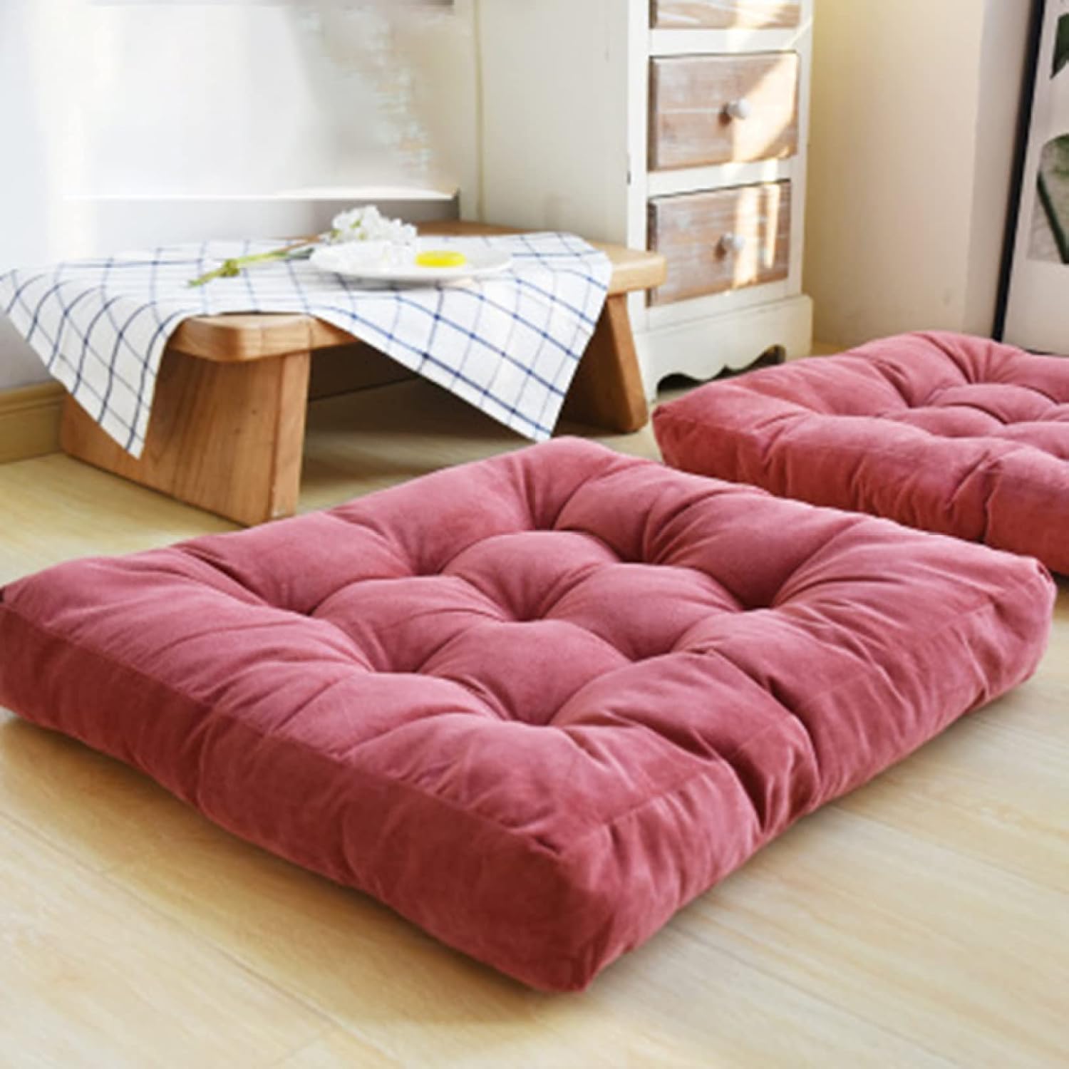 大判 座布団 クッション 55&times;55cm フロアクッション フロア クッション 大きい おしゃれ 厚手 55*55cm クッション ボタン付き 角型 床 座る クッション 大きめ 読書 かわいい 椅子｜Libre777