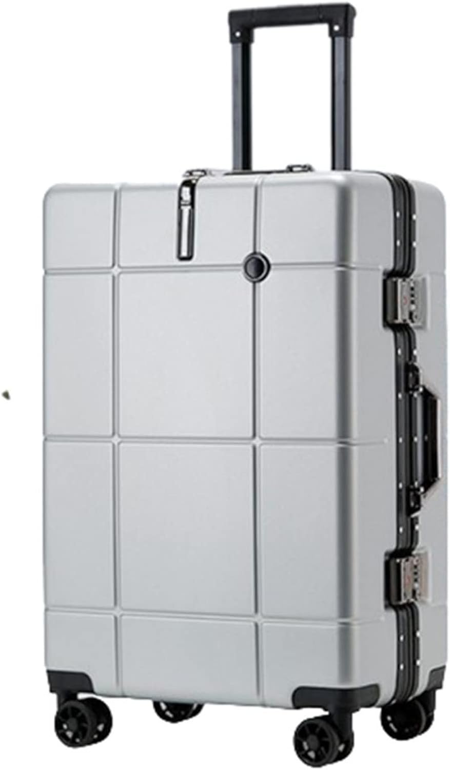 スーツケース キャリーケース 50L キャリーバッグ TSAローク搭載 アルミフレーム 超軽量 大型 耐衝撃 静音 ダブルキャスター 360度回転 旅行 ビジネス 出張 シルバー Mサイズ（3-5泊）