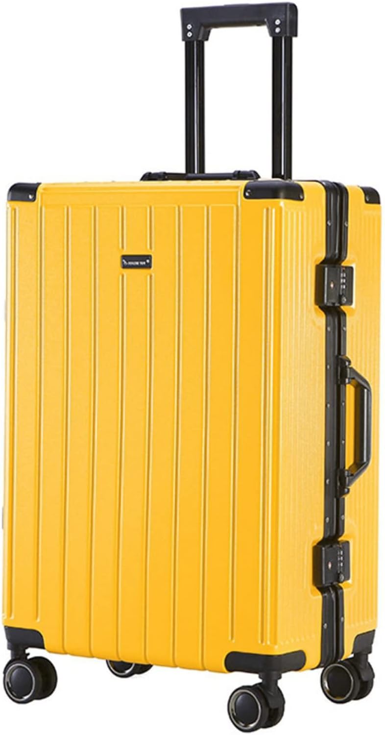 スーツケース キャリーケース 50L キャリーバッグ TSAローク搭載 アルミフレーム 超軽量 大型 耐衝撃 静音 ダブルキャスター 360度回転 旅行 ビジネス 出張 イエロー Mサイズ（3-5泊）