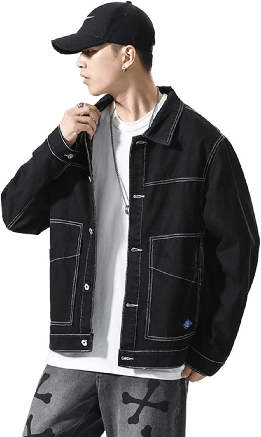 メンズ デニムジャケット ジージャン 春秋 長袖 ジャン シンプル 大きいサイズ S~4XL お出かけ 通学 通勤 おしゃれ カジュアル ベーシック お開襟 ボタン 洗える ゆったり ブラック ホワイ|Libre777