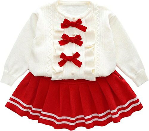 セットアップ キッズ 長袖 子供服 女の子 ニット カーディガン スカート 2点セット おしゃれ 上下セット 可愛い ベビー服 春 秋 ジュニア セーター トップス ボトムス カットソー 入学 入園