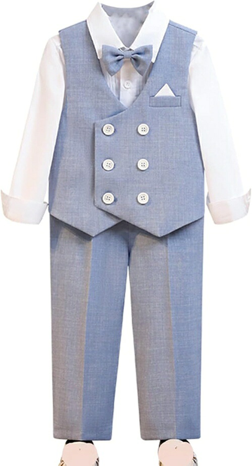 男の子 子供 長袖 キッズ 秋服 フォーマル 長袖シャツ 4点セット ロングパンツ ベストセット 卒業式 入学式 長ズボン 蝶ネクタイ ジュニア 発表会 セレモニー 上下セット ピアノ おしゃれ
