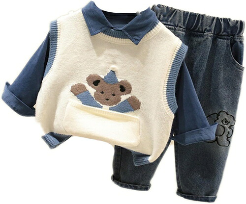 ベビーセットアップ 3点セット 上下セット 男の子 ベビー服 子供服 子供コート 子供シャツ ニットベスト パンツキッズ ベビーズボン 長袖 トップス アウター 出産祝い プレゼント おしゃれ 通学通