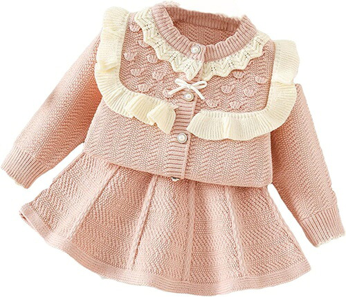 子供服 ２点セット 女の子 春秋 トップス+スカート 長袖 ニット 無地 プリーツスカート セットアップ キッズ トップス こども 可愛い きれいめ ビーチ ジュニア服 制服 卒園式 入学式 通園 通
