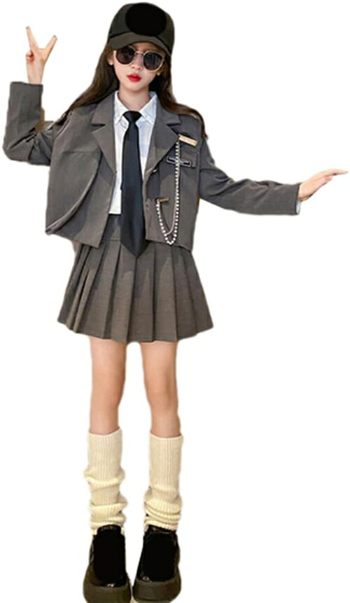 女の子 スカート ジャケット 上下セット 子供 フォーマルスーツ 2点セット ガールズ スーツ セットアップ キッズ 子供服 スカートスーツ ジュニア セット フォーマル チェック柄 カジュアル 長袖